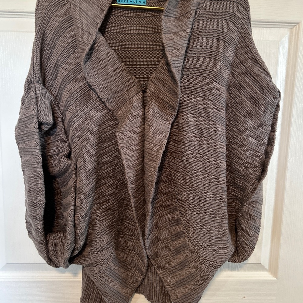 Alice + Olivia Taupe Knit Poncho
